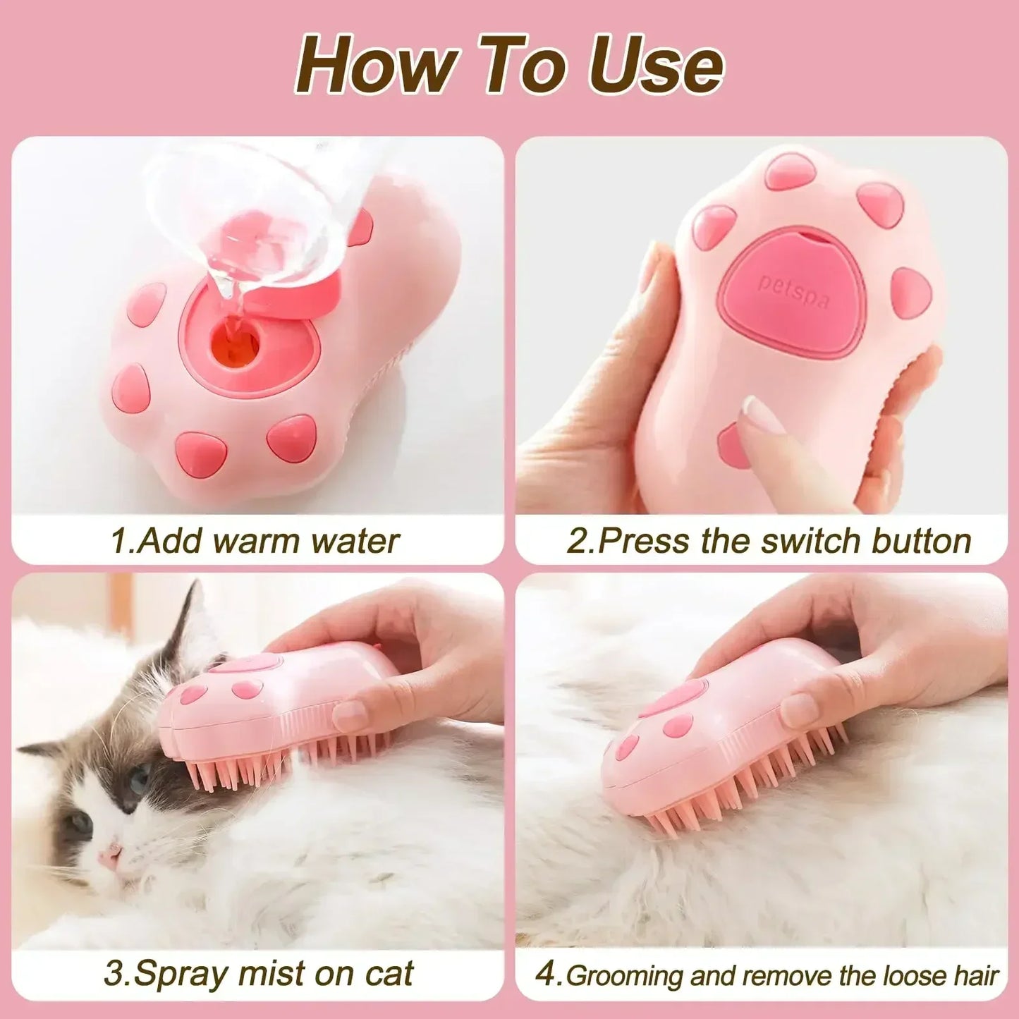 3 in 1 Pet Cat Steam Brush