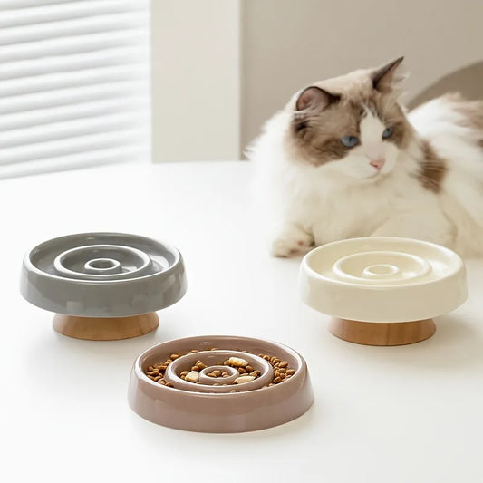 Cat Dog Slow Feeder Bowl Anti-Gulping Cat Food Dish Bowls Pet Ceramic Puzzle Food Bowl Puppy Dogs Cat Feeding Container