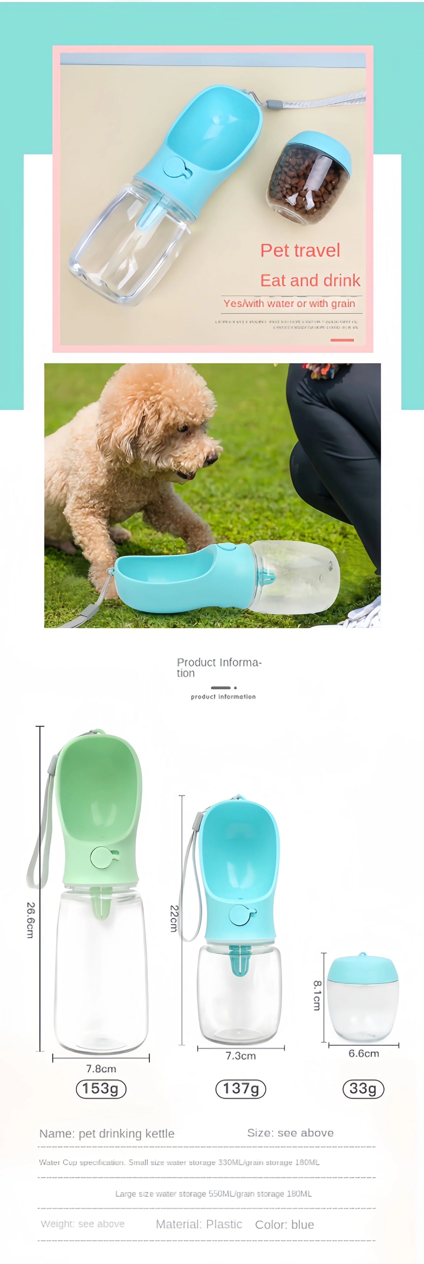 Portable Dog Cat Water Bottle